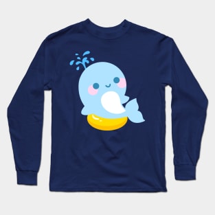 Kawaii whale sunbathing Long Sleeve T-Shirt